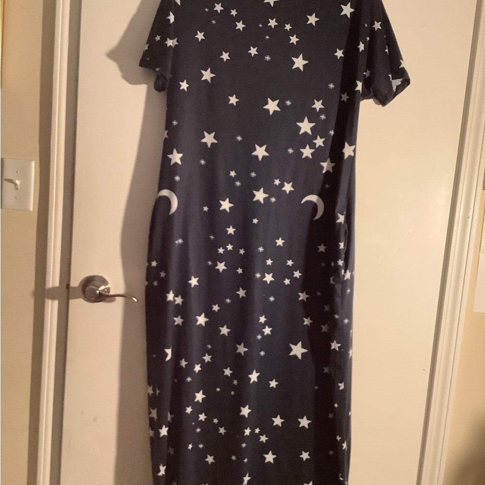 Maxi dress, white & blue,